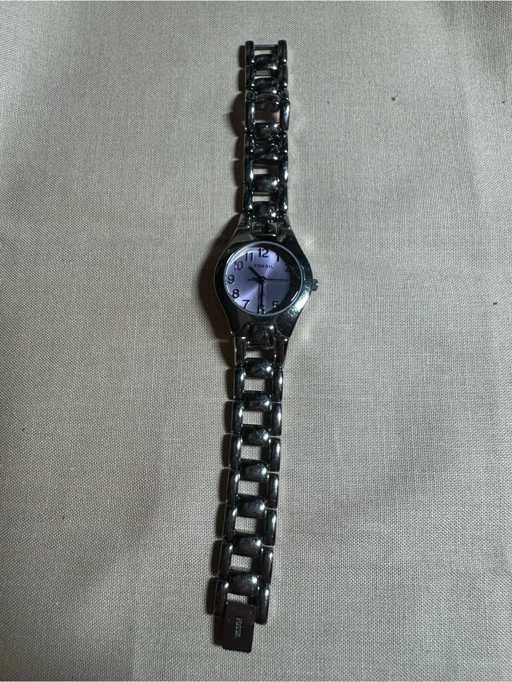 Fossil Women’s Silver Bracelet Watch with Purple Dial